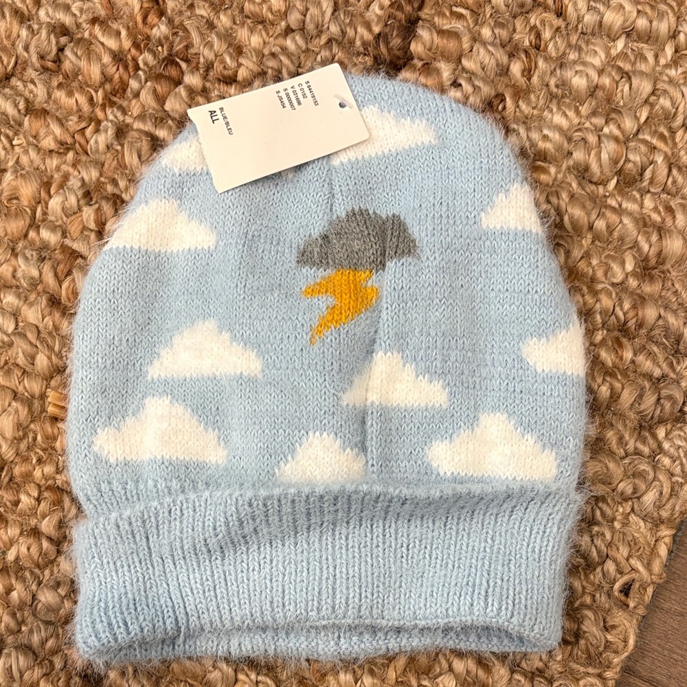 Urban outfitters nwt  Light Blue Beanie with Clouds and Lightning